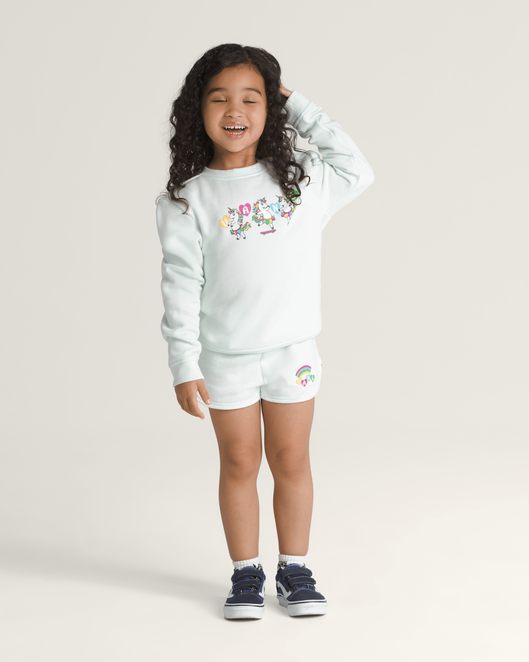 Kids Vans Little Kids Chasse Shorts in White Mint
