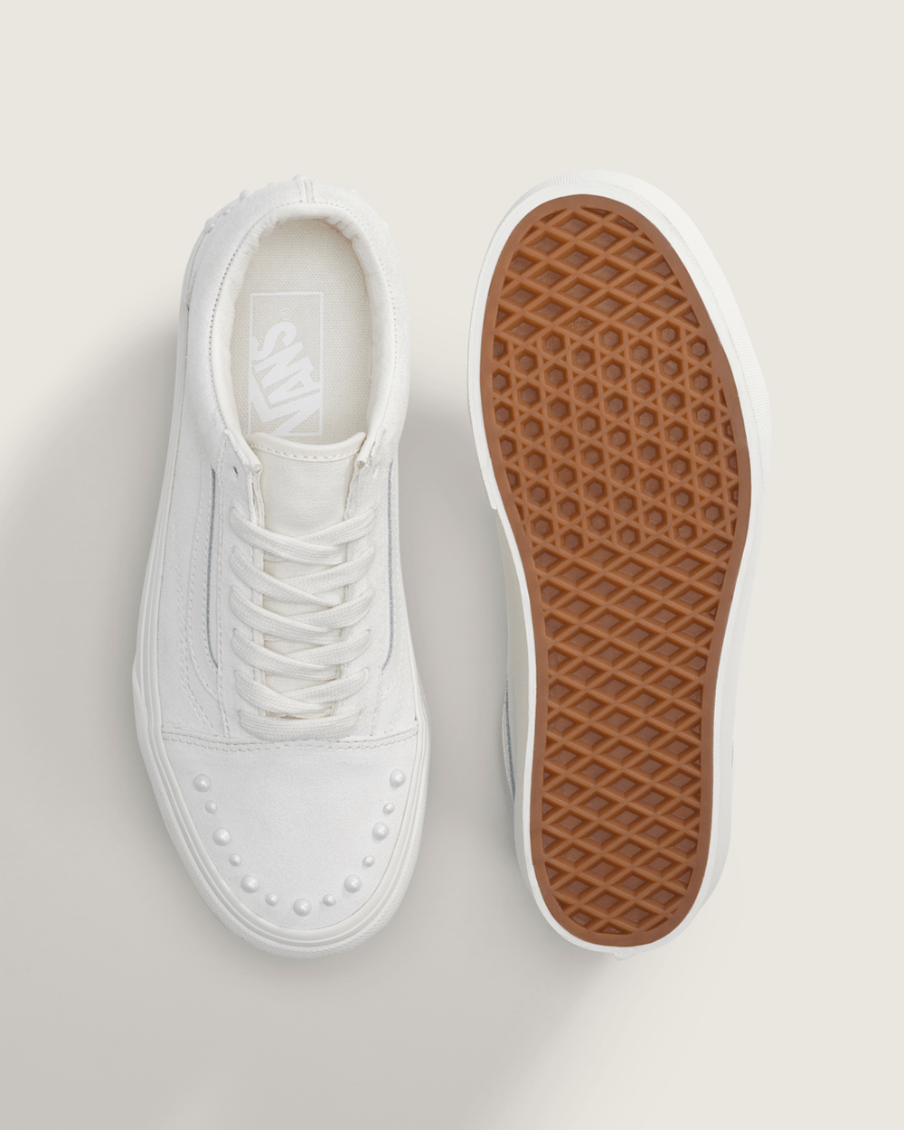 Sale Vans Old Skool Platform Shoe in Marshmallow White