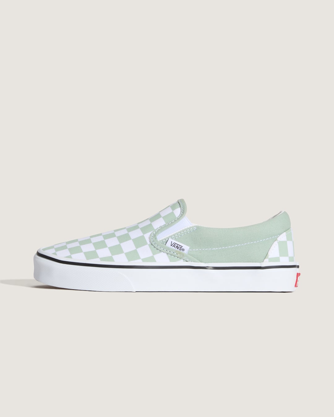 Sale Vans Classic Slip-On Checkerboard Shoe in Grey Olive Green / White