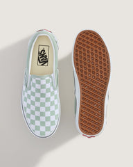 Sale Vans Classic Slip-On Checkerboard Shoe in Grey Olive Green / White