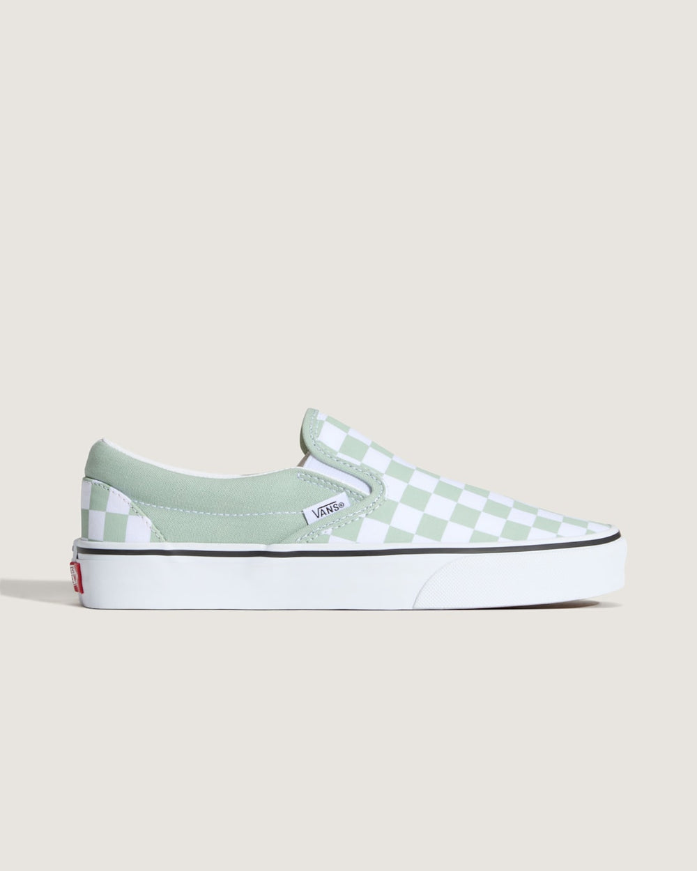 Sale Vans Classic Slip-On Checkerboard Shoe in Grey Olive Green / White