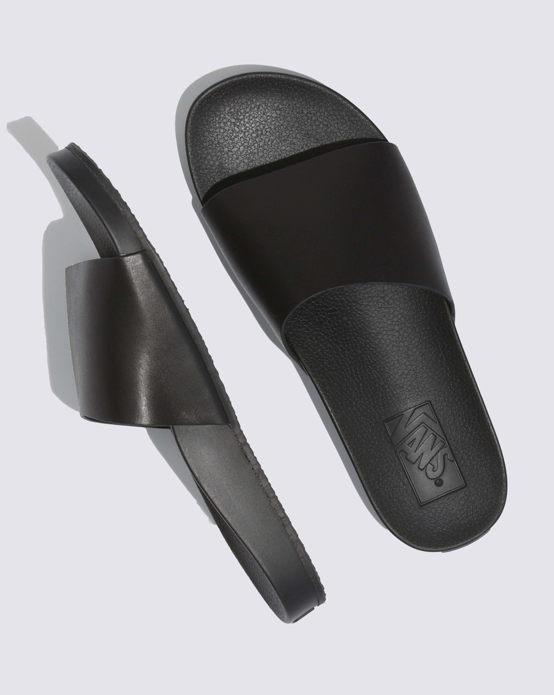 Sale Vans Decon Slide Leather Black Surf Sandals