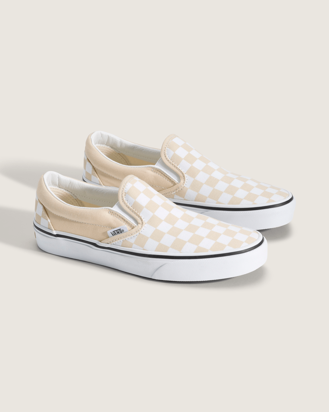 Sale Vans Classic Slip-On Checkerboard Shoe in Checkerboard Creme Brule Beige