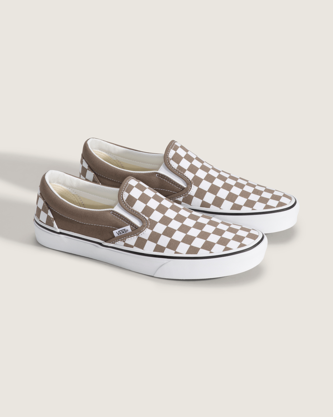 Sale Vans Classic Slip-On Checkerboard Shoe in Checkerboard Walnut Brown / White
