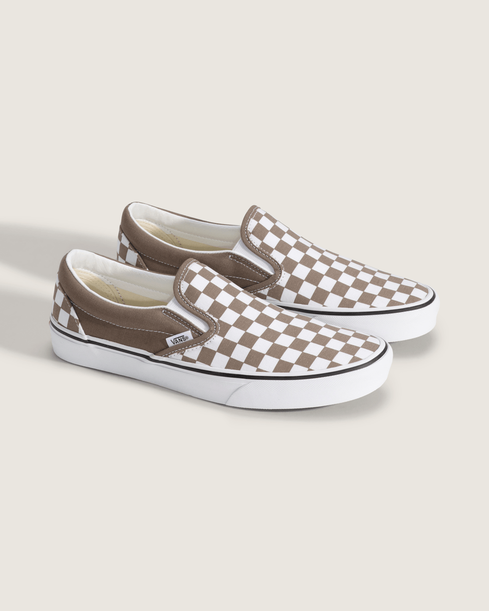 Sale Vans Classic Slip-On Checkerboard Shoe in Checkerboard Walnut Brown / White